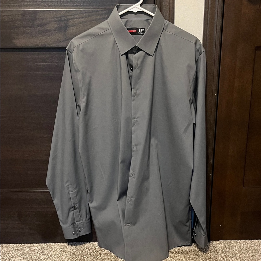 JF J.Ferrar Charcoal Dress Shirt